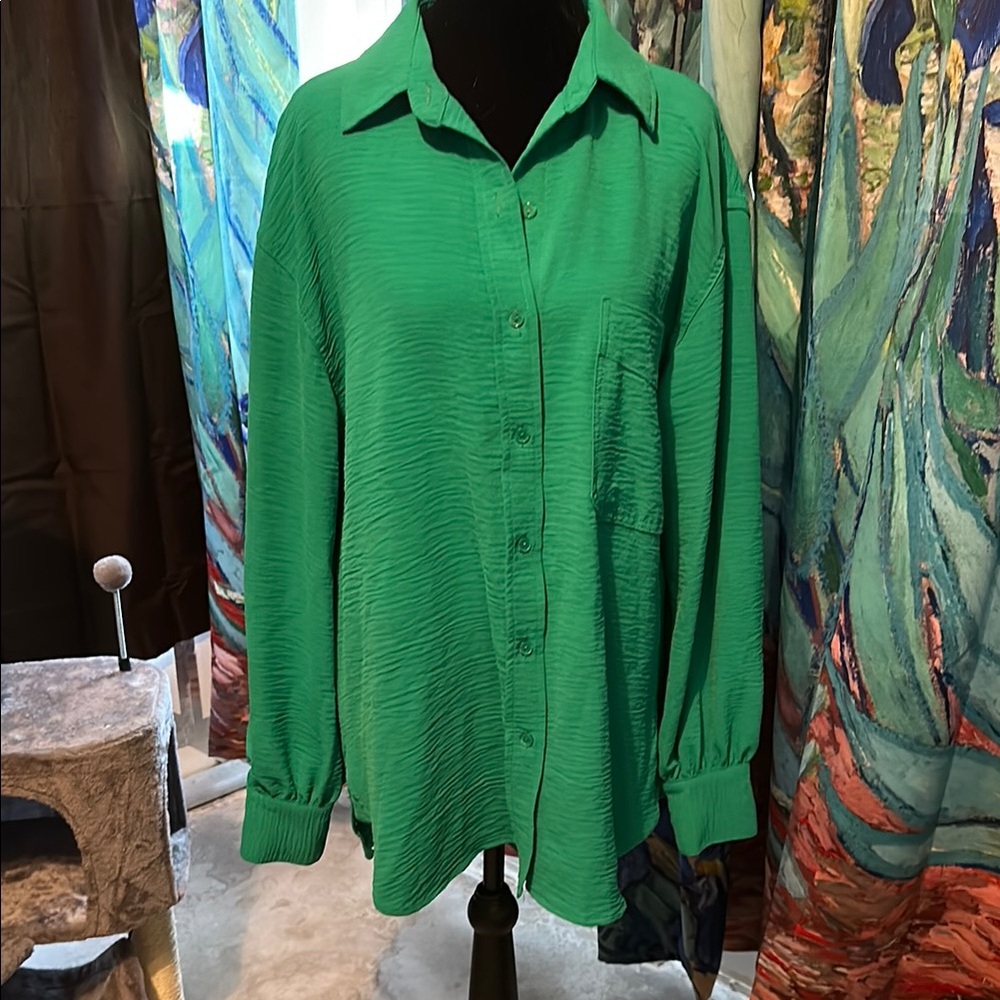 SO Vibrant Green Button-Down Shirt